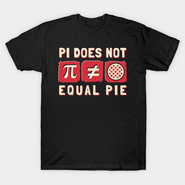 Pi Does Not Equal Pie T-Shirt by Kenny The Bartender's Tee Emporium